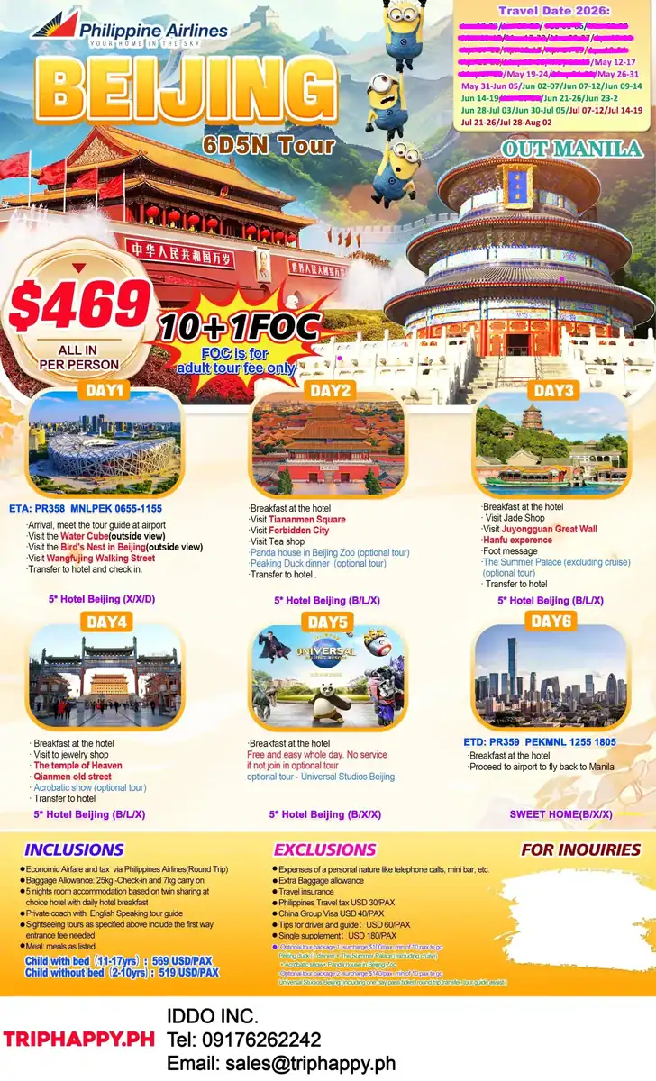 Beijing 6D5N Tour Out Manila 2026