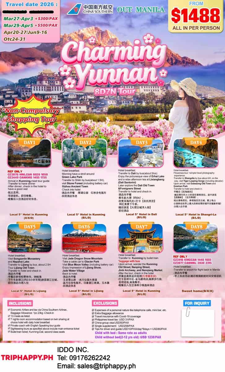Charming Yunnan 8D7N Tour Package 2026 Out Manila
