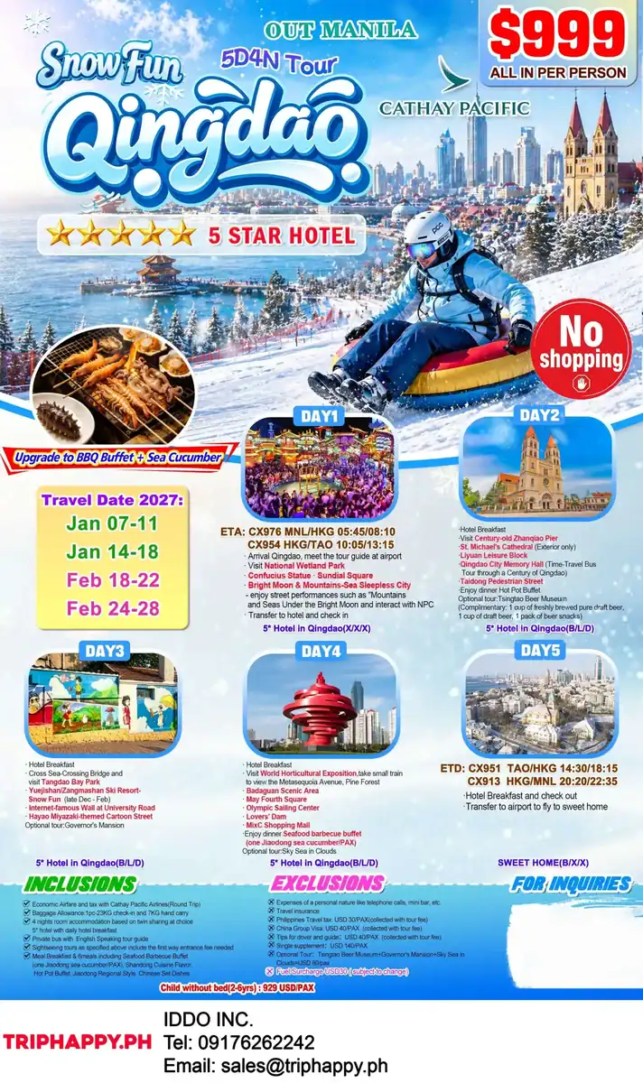 Qingdao Snow Fun and City Sightseeing Tour Winter 2027