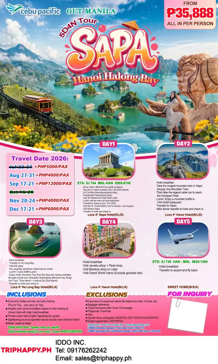 Hanoi-Sapa-HalongBay-5D4N-Out-Manila