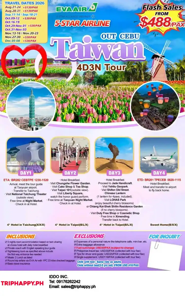 Taiwan-Out-Cebu-4D3N-Eva-Air
