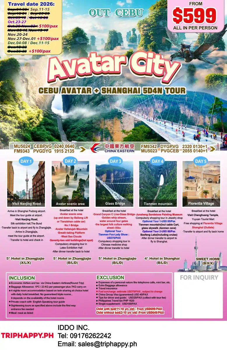 Avatar- Shanghai 5D4N-Out Cebu