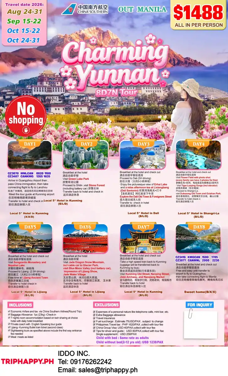 Charming Yunnan 8D7N Tour Flyer (Out Manila)