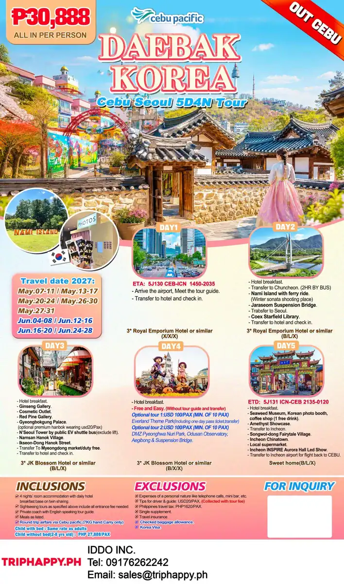 Daebak Korea-5D4N-Out-Cebu