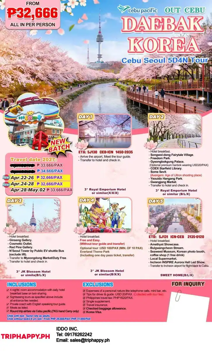 Daebak Korea-Out-Cebu-5D4N