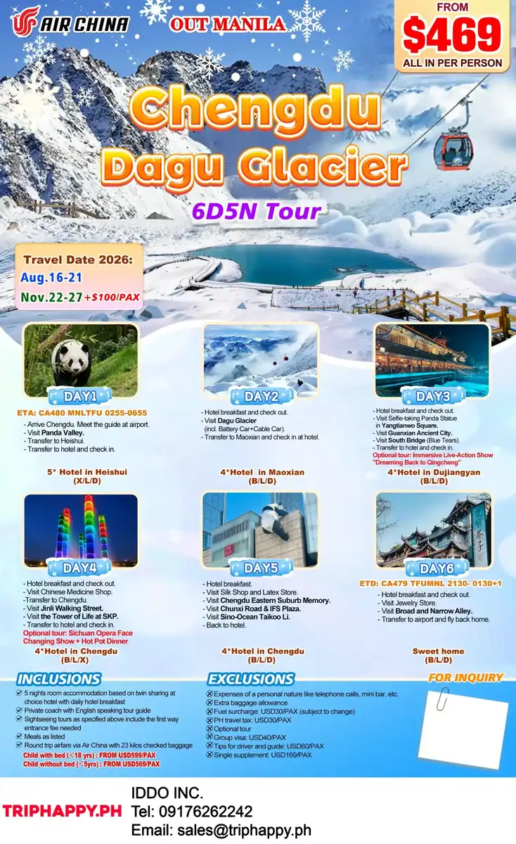 Chengdu Dagu Glacier Package Tour 6D5N