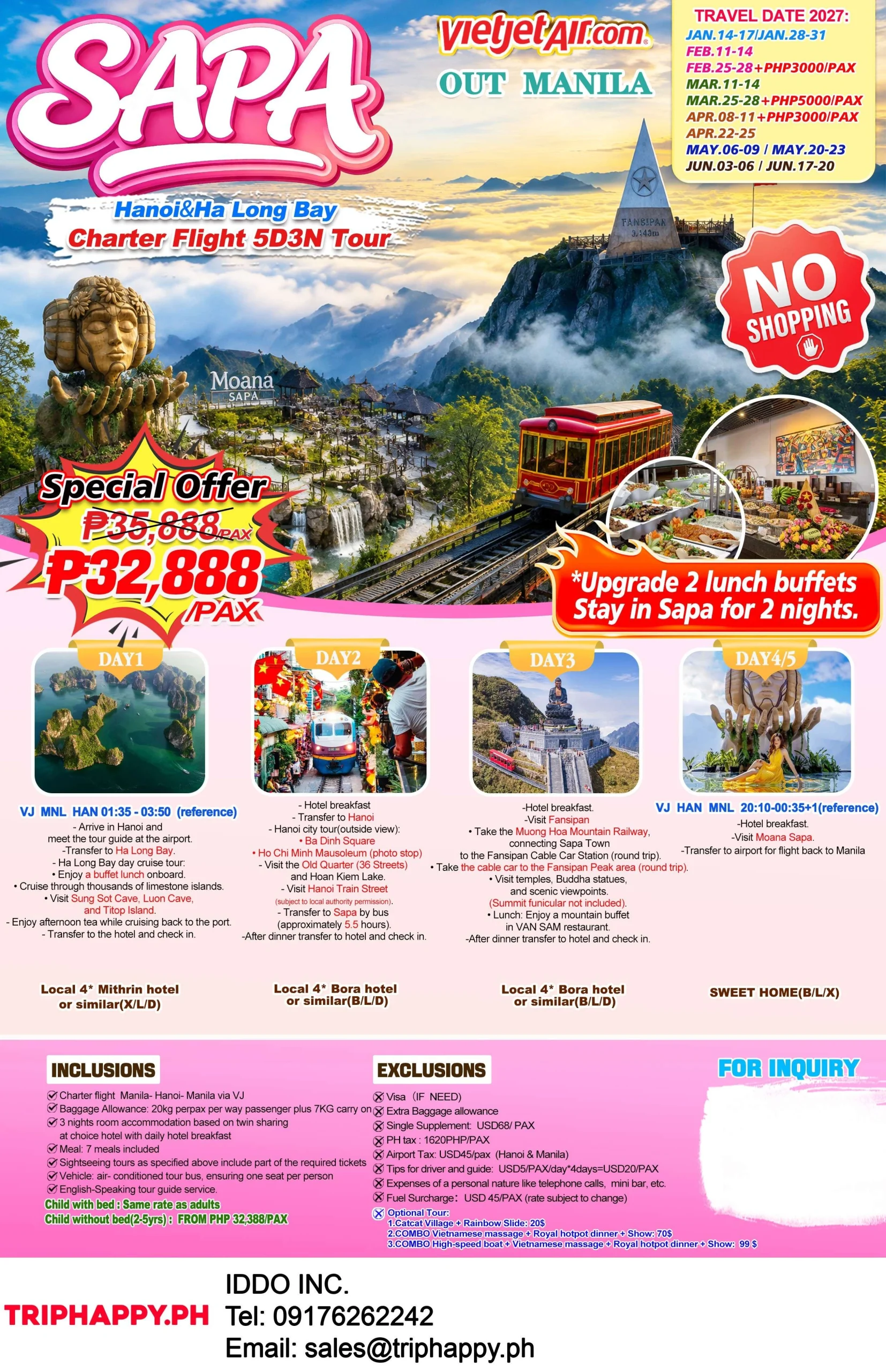 Hanoi – Sapa Ha Long Bay 5D4N- Out Manila