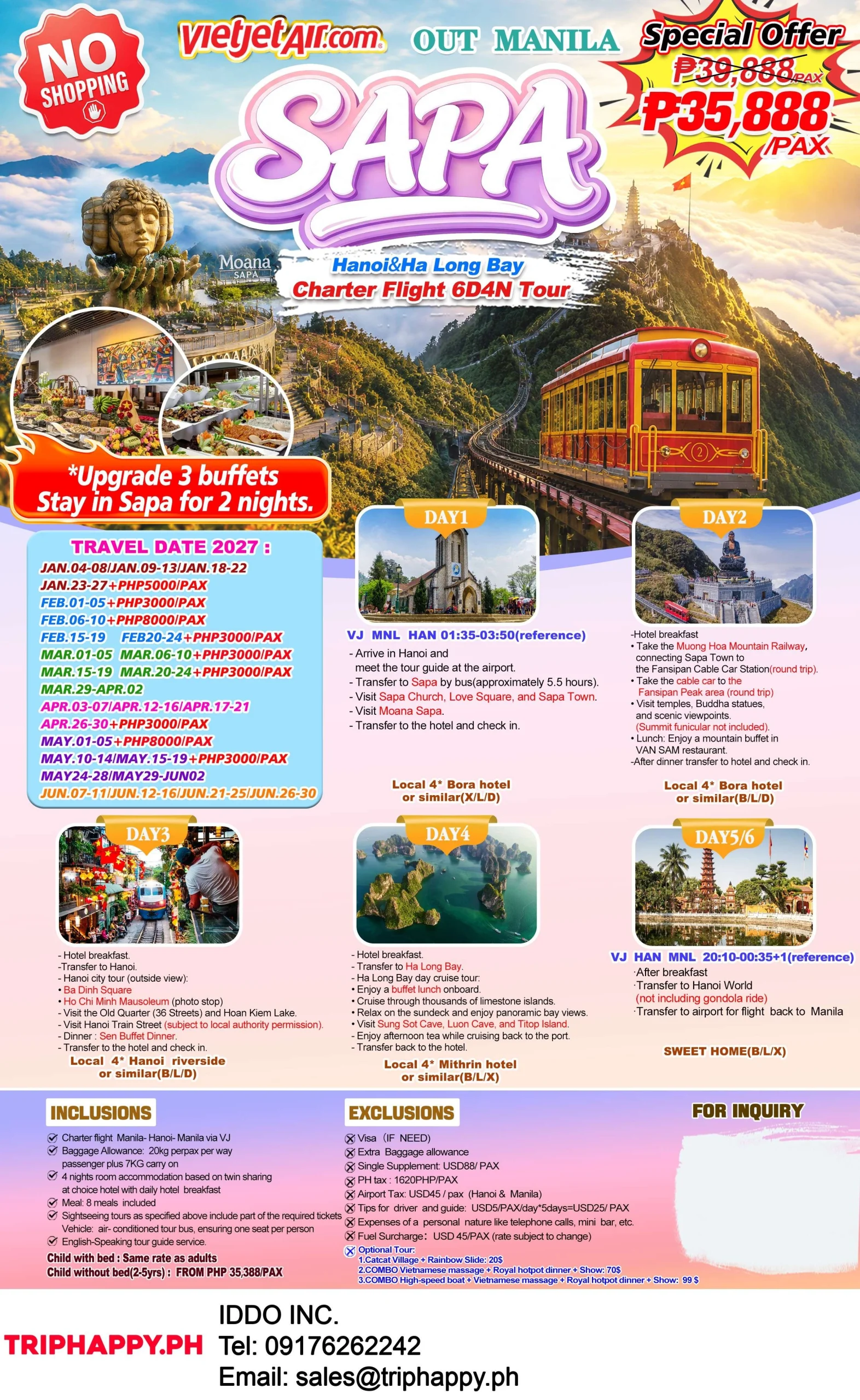 Hanoi – Sapa Ha Long Bay 6D4N- Out Manila