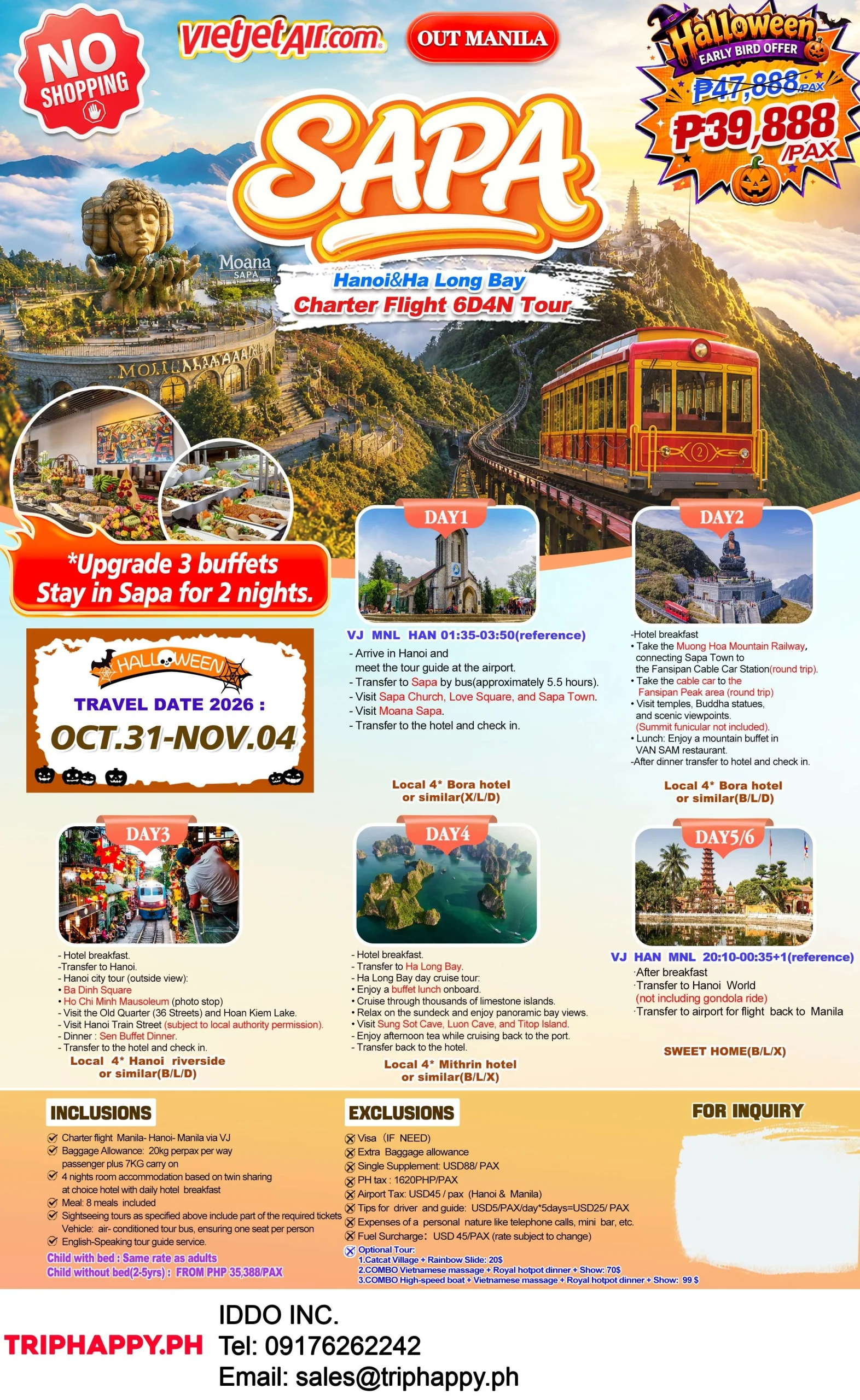 Hanoi – Sapa Ha Long Bay 6D4N- Out Manila