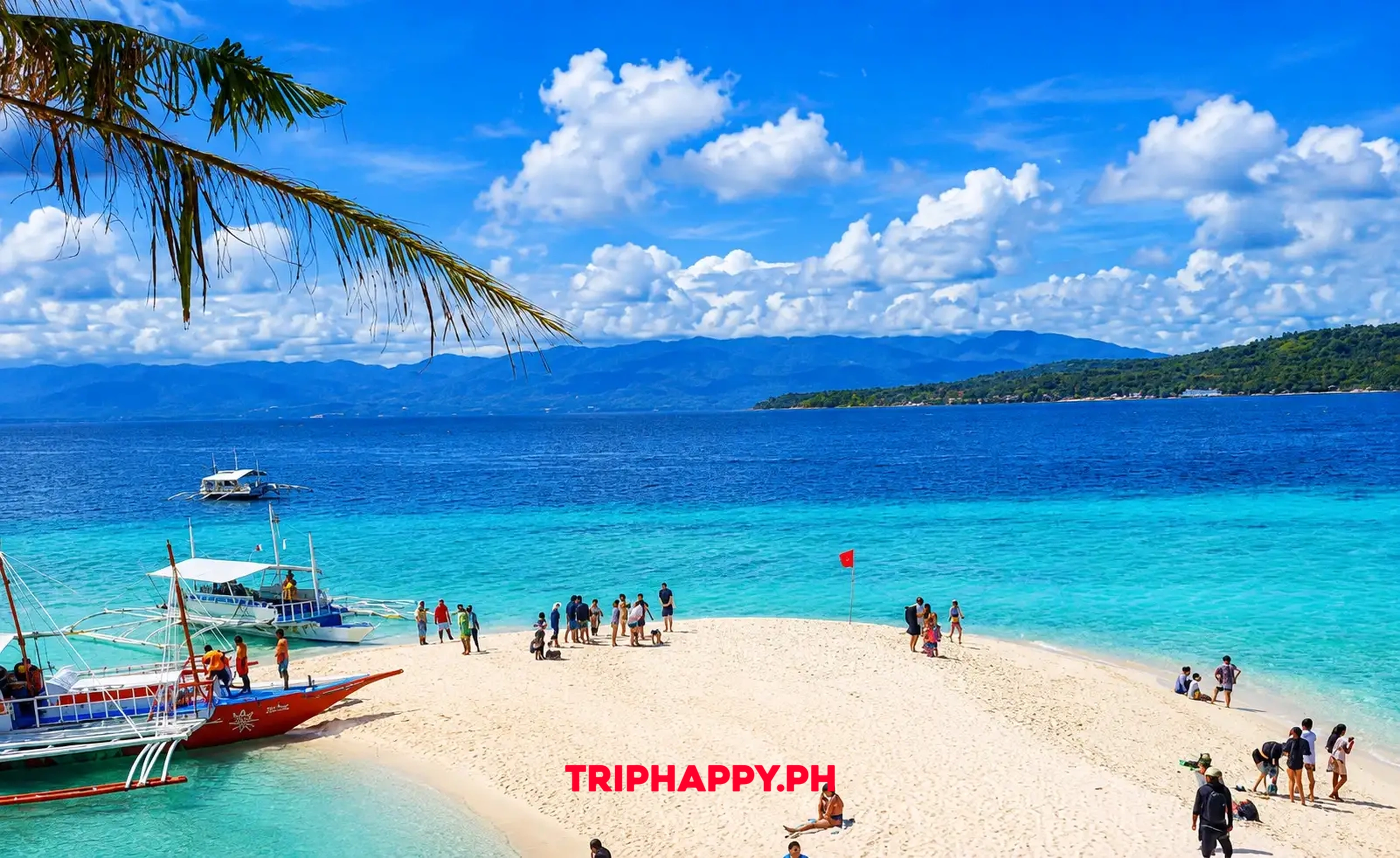 Beautiful white sand beach and turquoise waters in Cebu