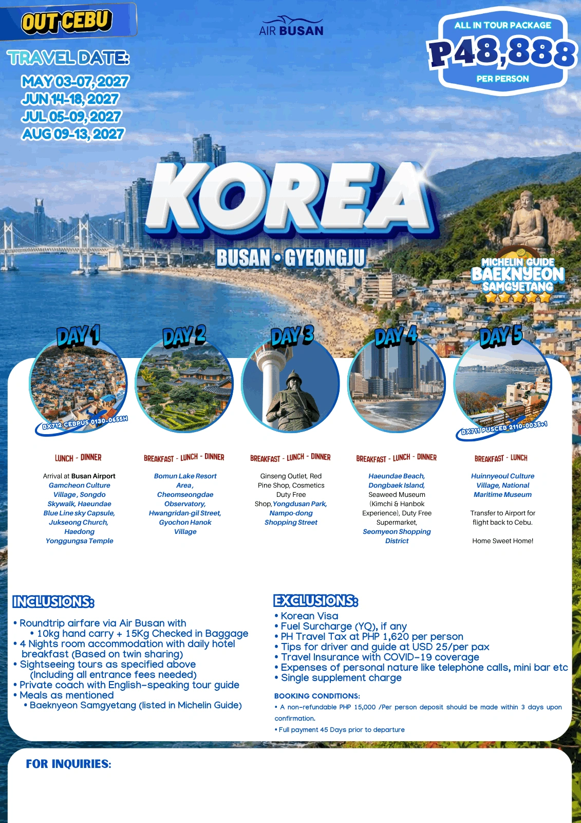 Korea Busan 5D4N Out Cebu 2026 Poster