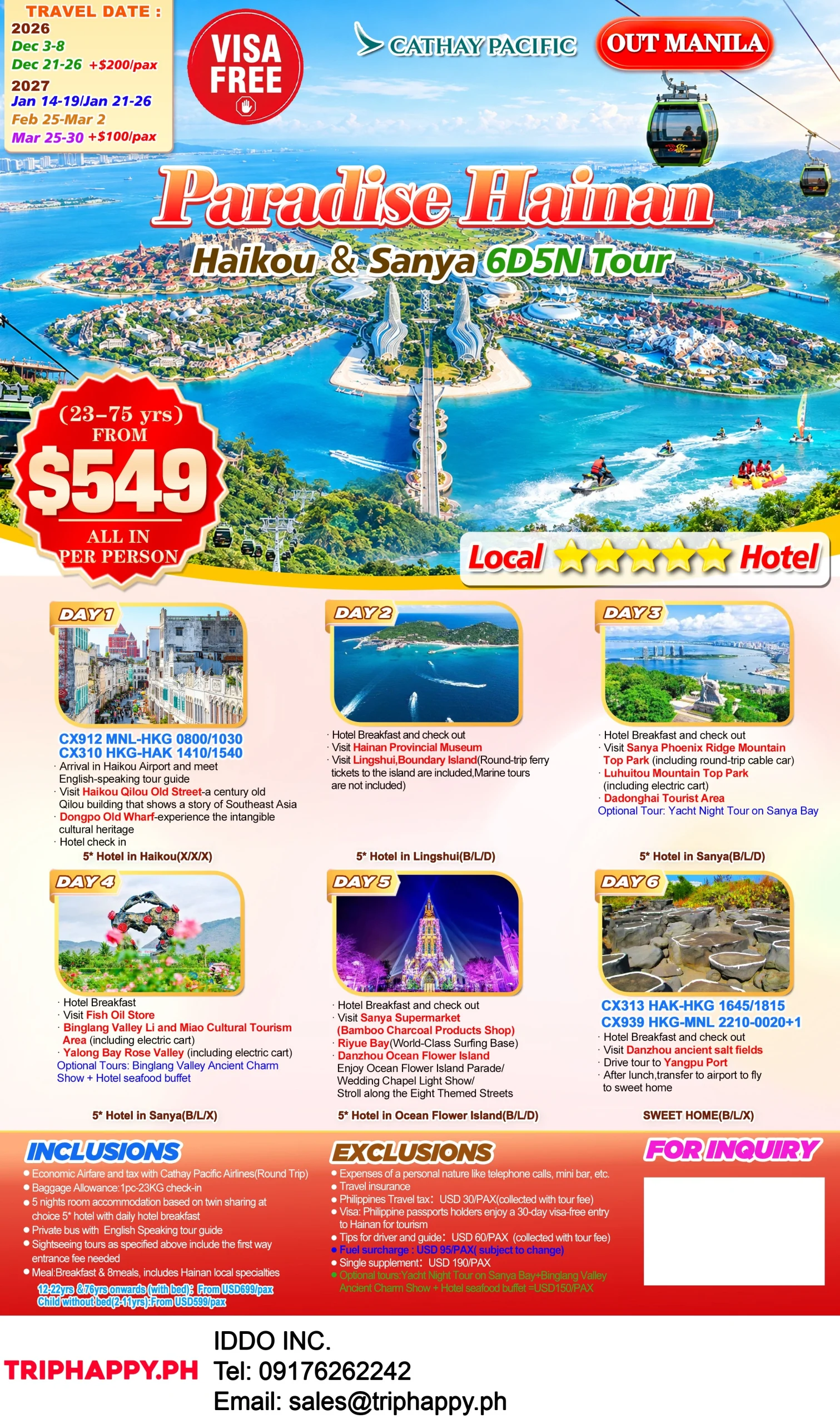 Hainan Haikou and Sanya 6D5N Tour 2026-2027 Out Manila